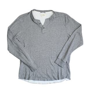 Marine Layer Henley Shirt Mens Medium Gray Double Knit Long Sleeve Minimalist